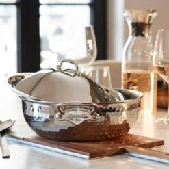 Mauviel Curved Splayed Sautepan With Lid M'Elite