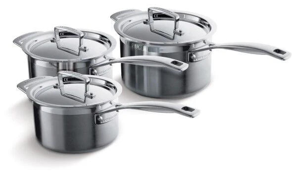 Le Creuset Classic Stainless Steel 3-piece Saucepan Set 3 Le Creuset Classic Stainless Steel 3-piece Saucepan Set